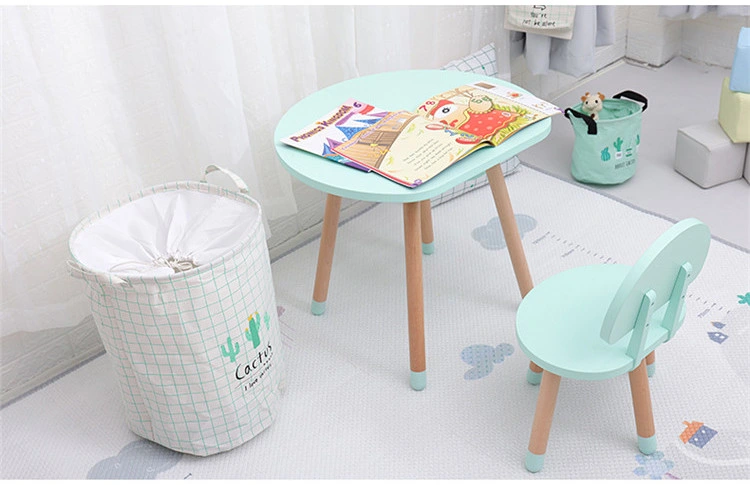 Wooden Kids Table and Chair Cartoon Mushroom Shape Kindergarten Children Study Desk Set