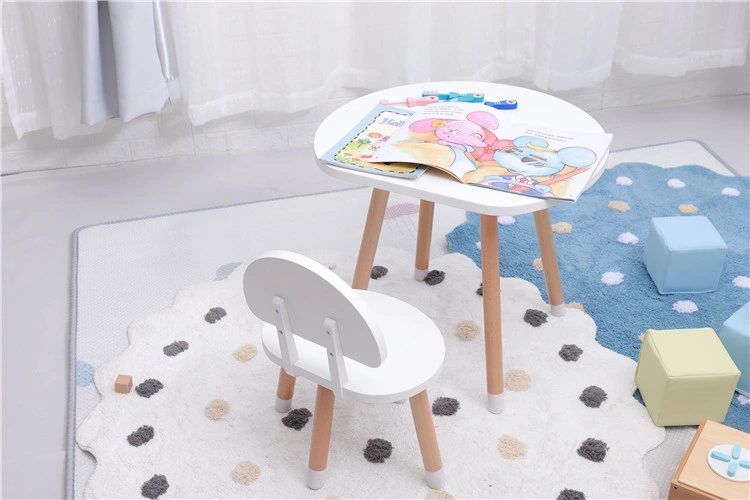 Wooden Kids Table and Chair Cartoon Mushroom Shape Kindergarten Children Study Desk Set