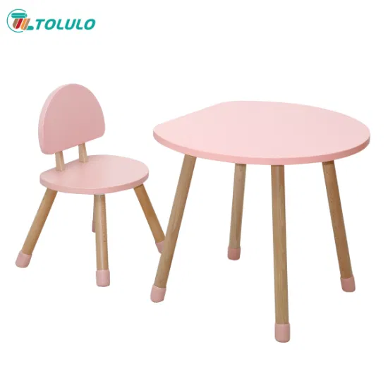 Table et chaise en bois pour enfants, ensemble de bureau d'étude en forme de champignon de dessin animé pour enfants de la maternelle